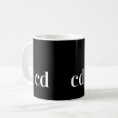 Schwarz-weiße Monogramm-Initialen Kaffeetasse (Vorderseite Links)