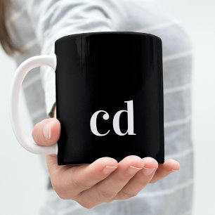 Schwarz-weiße Monogramm-Initialen Kaffeetasse