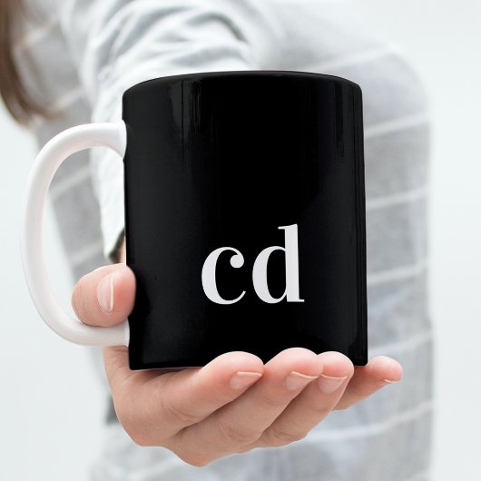 Schwarz-weiße Monogramm-Initialen Kaffeetasse