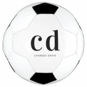 Schwarz-weiße Monogramm-Initialen minimalistisch Fußball (Vorderseite)