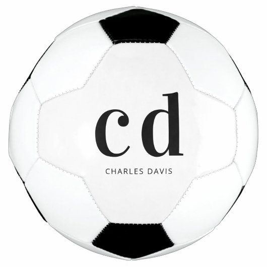 Schwarz-weiße Monogramm-Initialen minimalistisch Fußball (Vorderseite)