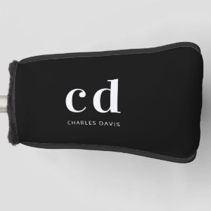 Schwarz-weiße Monogramm-Initialen minimalistisch Golf Headcover