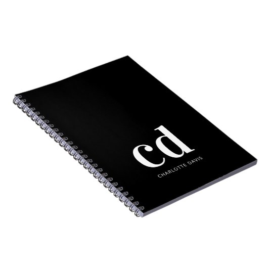 Schwarz-weiße Monogramm-Initialen minimalistisch m Notizblock (Rechte Seite)