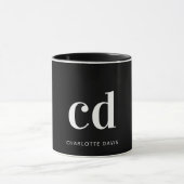 Schwarz-weiße Monogramm-Initialen modern Tasse (Zentrum)