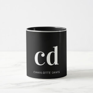 Schwarz-weiße Monogramm-Initialen modern Tasse