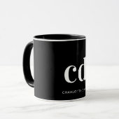 Schwarz-weiße Monogramm-Initialen modern Tasse (Vorderseite Links)
