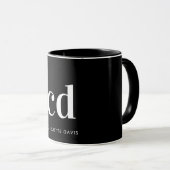 Schwarz-weiße Monogramm-Initialen modern Tasse (VorderseiteRechts)