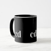 Schwarz-weiße Monogramm-Initialen nach modernen Ma Tasse (Vorderseite Links)
