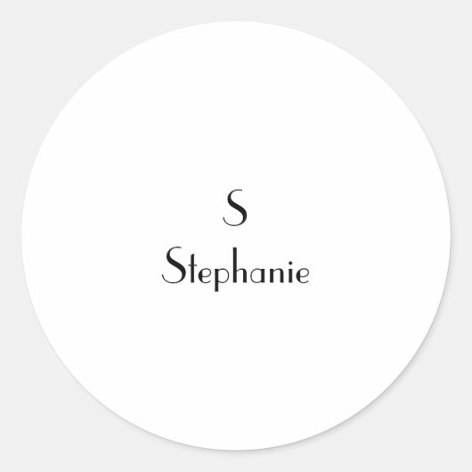 Schwarz-weiße Monogramm-Initialen Name Niedlich Runder Aufkleber (Vorderseite)