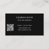 Schwarz-weiße Monogramm-Initialen Qr-Codelogo Visitenkarte (Rückseite)