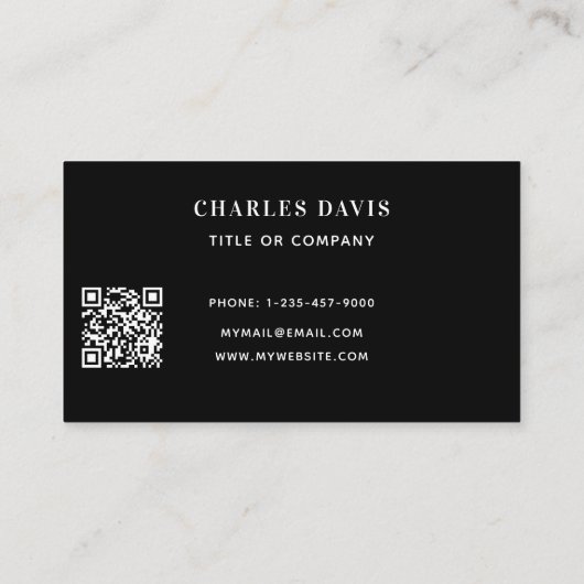 Schwarz-weiße Monogramm-Initialen Qr-Codelogo Visitenkarte (Rückseite)