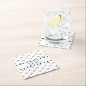 Schwarz-weiße Monogramm-Initialen Rechteckiger Pappuntersetzer (Vor Ort)