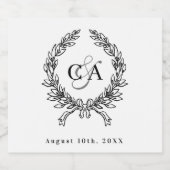 Schwarz-weiße Monogramm-Initialen Schaumweinetikett (Einzelnes Label)