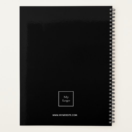 Schwarz-weiße Monogramm-Initialgeschäft 2026 Planer (Rückseite)