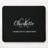Schwarz-weiße Monogramm-Initittien Name minimalist Mousepad (Vorne)