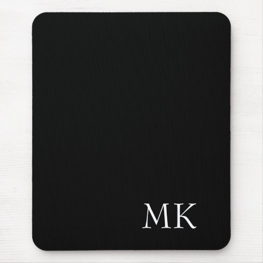 Schwarz-weiße Monogramm Mousepad (Vorne)