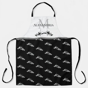 Schwarz-weiße Monogramm Name Lobster Muster Schürz Schürze