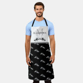 Schwarz-weiße Monogramm Name Lobster Muster Schürz Schürze (Getragen)