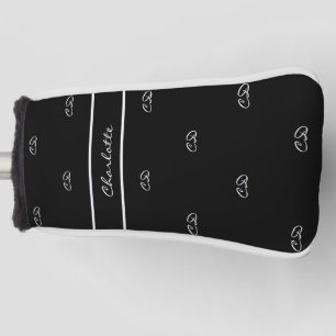 Schwarz-weiße Monogramm-Namensinitialen elegant Golf Headcover