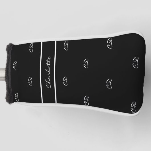 Schwarz-weiße Monogramm-Namensinitialen elegant Golf Headcover (Vorderseite)