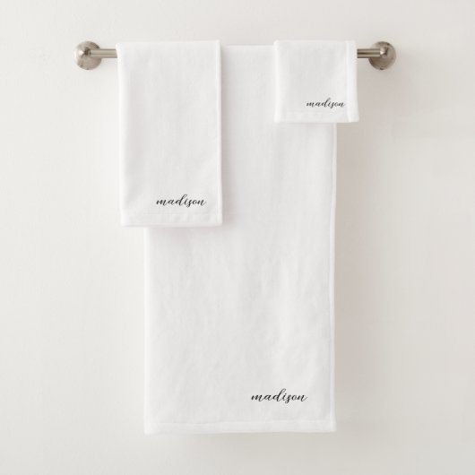 Schwarz-weiße Monogramm-Neutral Moderne Minimalist Badhandtuch Set (Insitu)