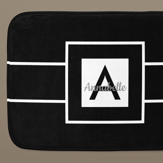 Schwarz-weiße Monogramm Personalisiert Badematte