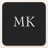 Schwarz-weiße Monogramm Rechteckiger Pappuntersetzer (Vorderseite)