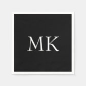Schwarz-weiße Monogramm Serviette (Vorderseite)