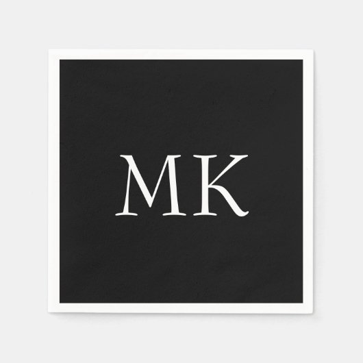 Schwarz-weiße Monogramm Serviette (Vorderseite)