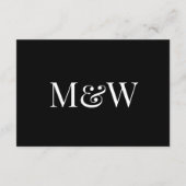 Schwarz-weiße Monogramm-Unterkunft Begleitkarte (Rückseite)