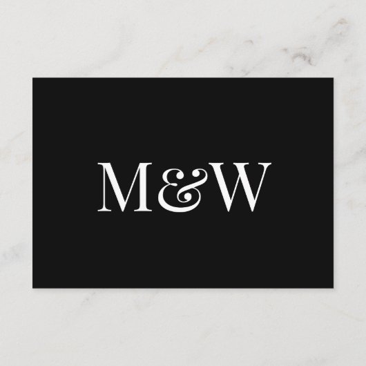 Schwarz-weiße Monogramm-Unterkunft Begleitkarte (Rückseite)