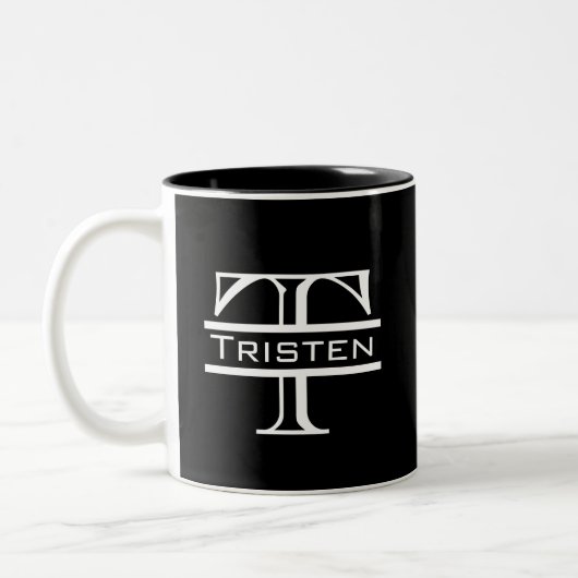 Schwarz-weiße Monogramm Zweifarbige Tasse (Links)
