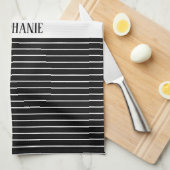 Schwarz-weiße Monogramme Muster der Camouflage Str Geschirrtuch (Viertel Falte)