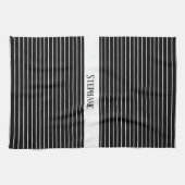 Schwarz-weiße Monogramme Muster der Camouflage Str Geschirrtuch (Horizontal)