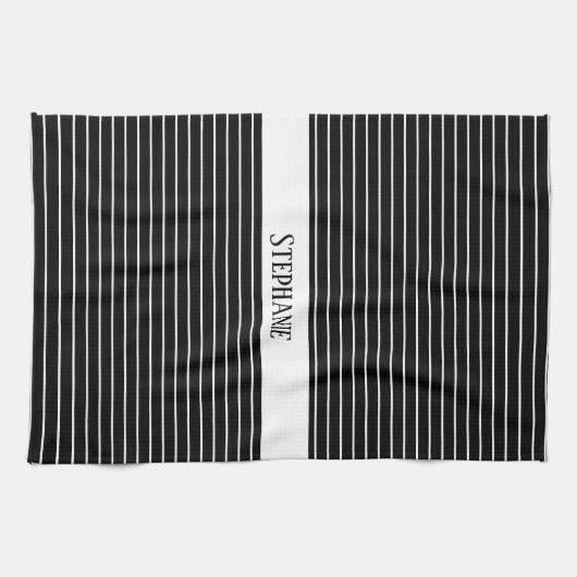 Schwarz-weiße Monogramme Muster der Camouflage Str Geschirrtuch (Horizontal)