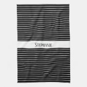 Schwarz-weiße Monogramme Muster der Camouflage Str Geschirrtuch (Vertikal)