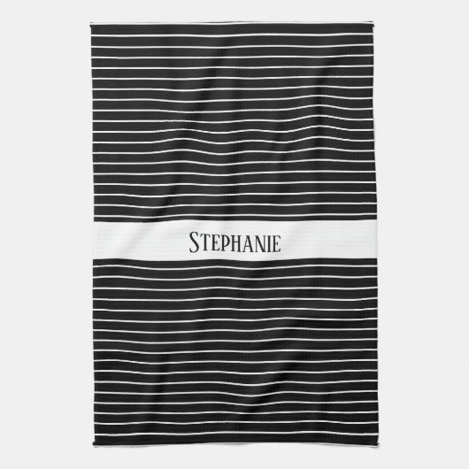 Schwarz-weiße Monogramme Muster der Camouflage Str Geschirrtuch (Vertikal)