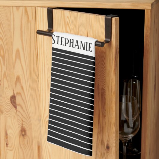 Schwarz-weiße Monogramme Muster der Camouflage Str Geschirrtuch (Drittel gefaltet)