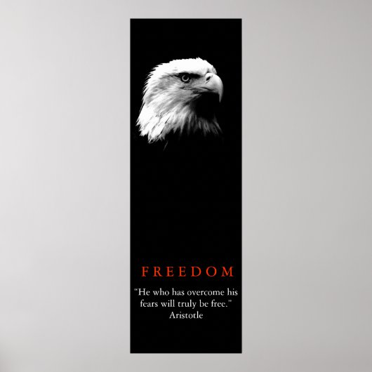Schwarz-weiße Motivierend FREEDOM Bald Eagle Poste Poster (Vorne)