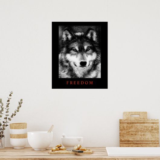 Schwarz-weiße Motivierend Freiheit Wolf Poster Pri (Küche)