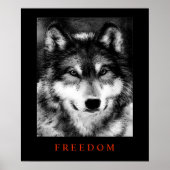 Schwarz-weiße Motivierend Freiheit Wolf Poster Pri (Vorne)