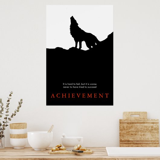 Schwarz-weiße Motivierend Wolf Poster Print (Küche)