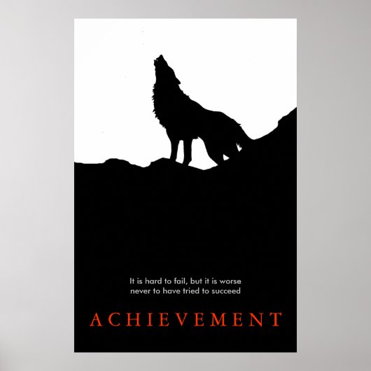 Schwarz-weiße Motivierend Wolf Poster Print (Vorne)