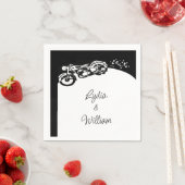Schwarz Weiße Motorrad Braut Hochzeit Serviette (Beispiel)