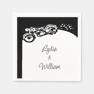 Schwarz Weiße Motorrad Braut Hochzeit Serviette