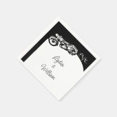 Schwarz Weiße Motorrad Braut Hochzeit Serviette (Ecke)