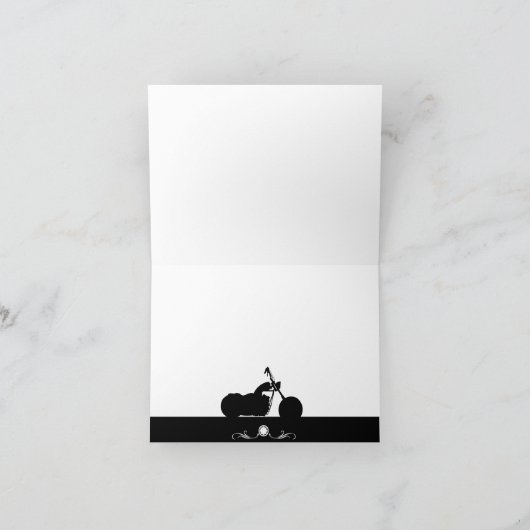 Schwarz-weiße Motorrad-Silhouette Vielen Dank Dankeskarte (Innenseite)