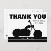 Schwarz-weiße Motorrad-Silhouette Vielen Dank Postkarte (Vorne/Hinten)