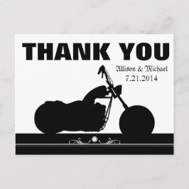 Schwarz-weiße Motorrad-Silhouette Vielen Dank Postkarte