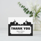 Schwarz-weiße Motorrad-Silhouette Vielen Dank Postkarte (Stehend Vorderseite)